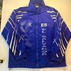 Galaxia Deportes El Salvador Windbreaker Jacket Blue XL Full Zip Mesh Lined Mens